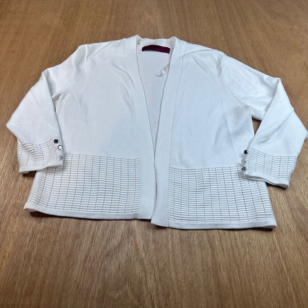 Love Scarlett White Open Front Cardigan Sweater Womens Small Spring